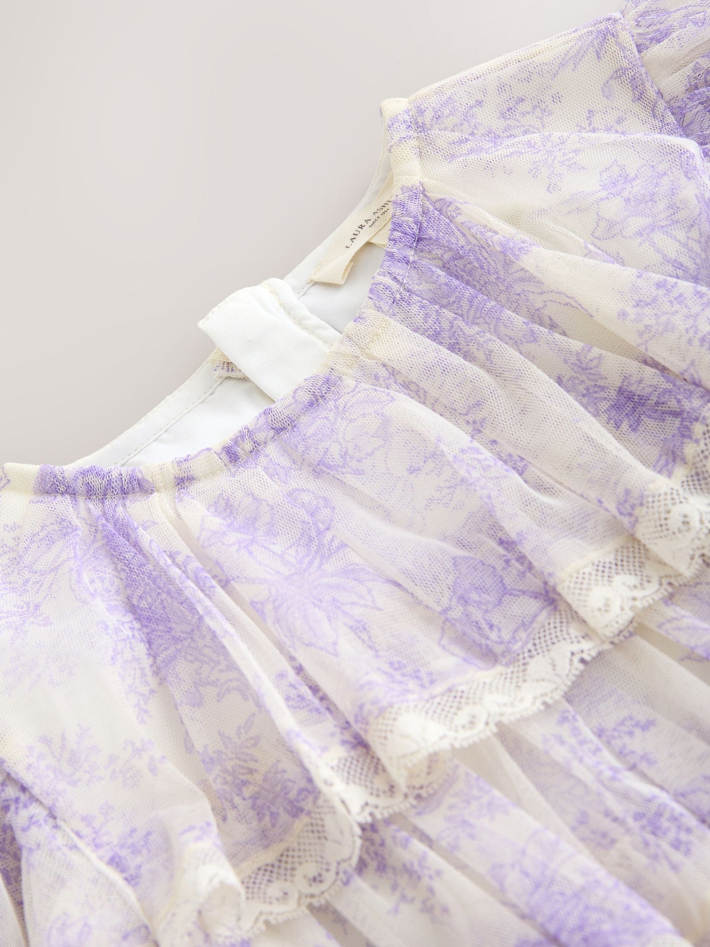 Laura Ashley White/Purple Tiered Tulle Dress image 9