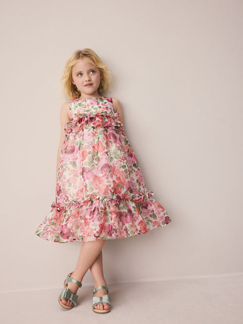 Dsiney Kidz - Laura Ashley Pink Rosewell Garden Frill Voluminous Organza Dress image 1
