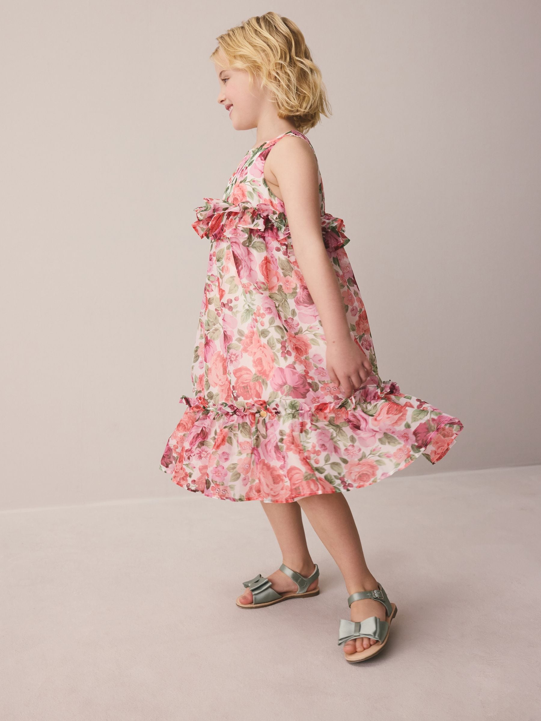 Laura Ashley Pink Rosewell Garden Frill Voluminous Organza Dress image 3