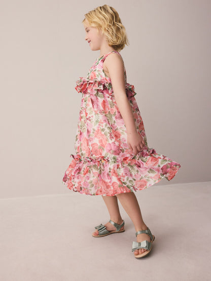 Laura Ashley Pink Rosewell Garden Frill Voluminous Organza Dress image 3