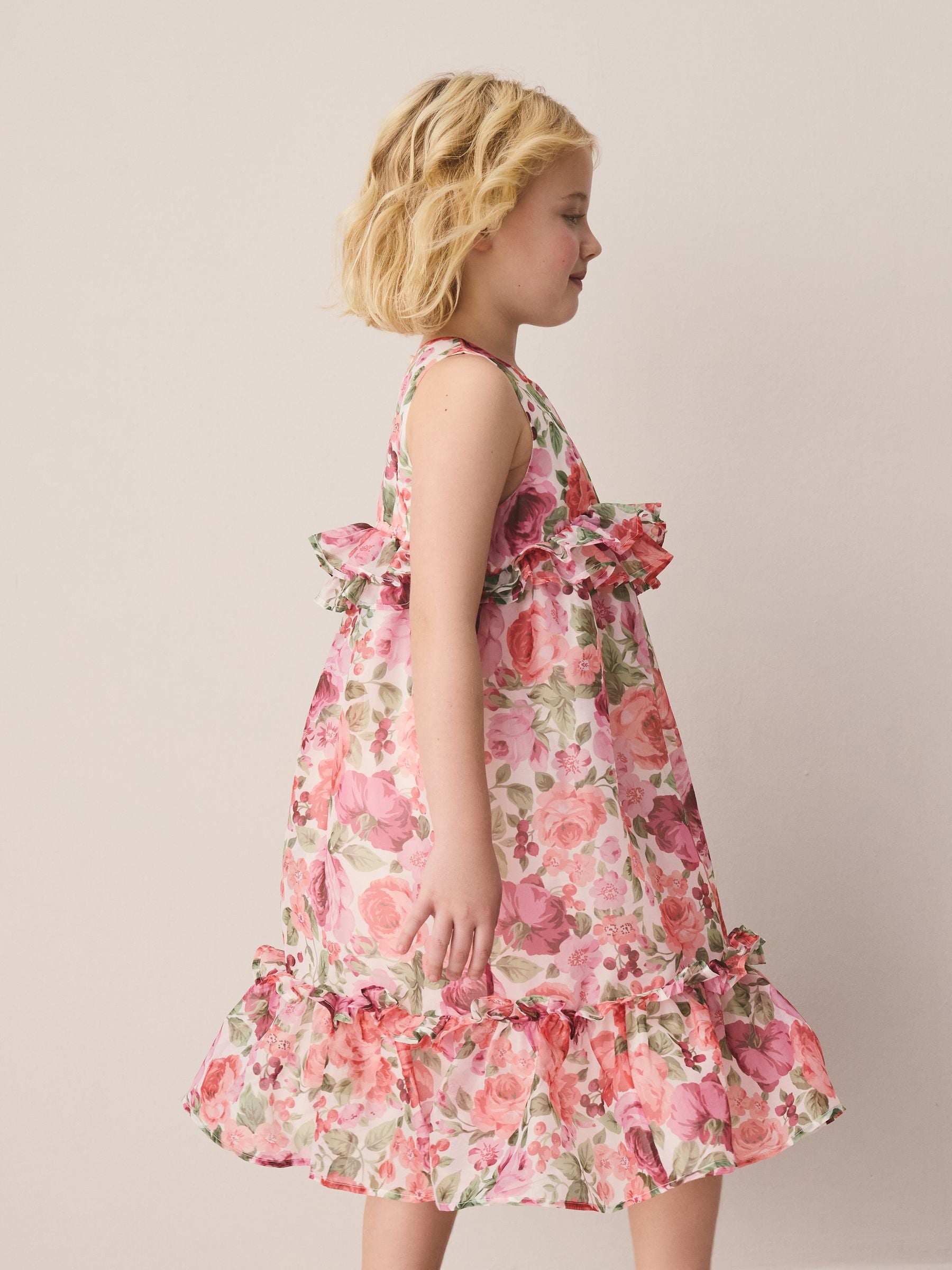 Laura Ashley Pink Rosewell Garden Frill Voluminous Organza Dress image 4
