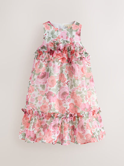 Laura Ashley Pink Rosewell Garden Frill Voluminous Organza Dress image 8