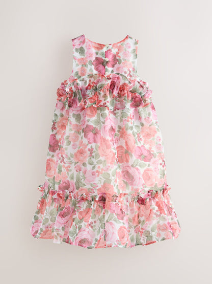 Laura Ashley Pink Rosewell Garden Frill Voluminous Organza Dress image 9