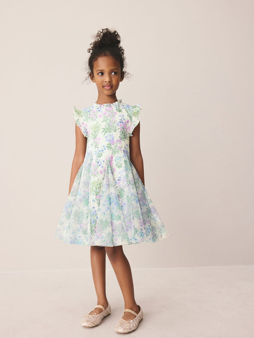 Dsiney Kidz - Laura Ashley Blue Megan Textured Godet Dress image 1