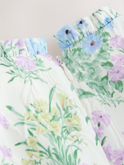 Laura Ashley Blue Megan Textured Godet Dress image 11