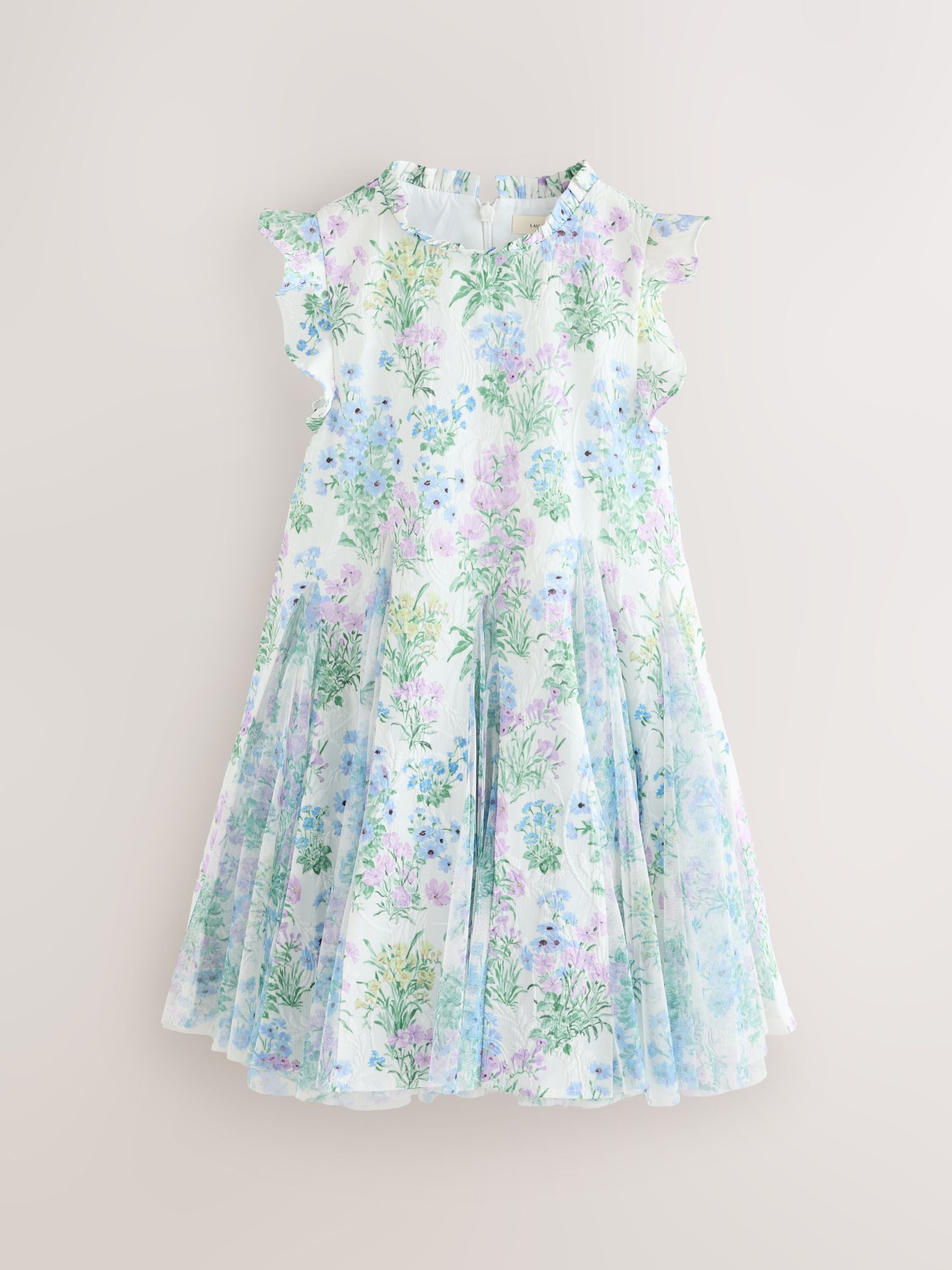 Laura Ashley Blue Megan Textured Godet Dress image 7
