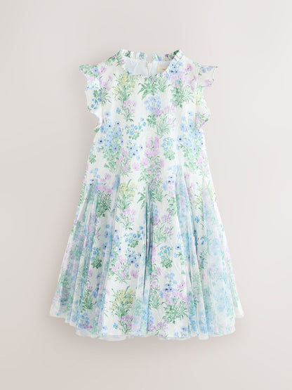 Laura Ashley Blue Megan Textured Godet Dress image 7