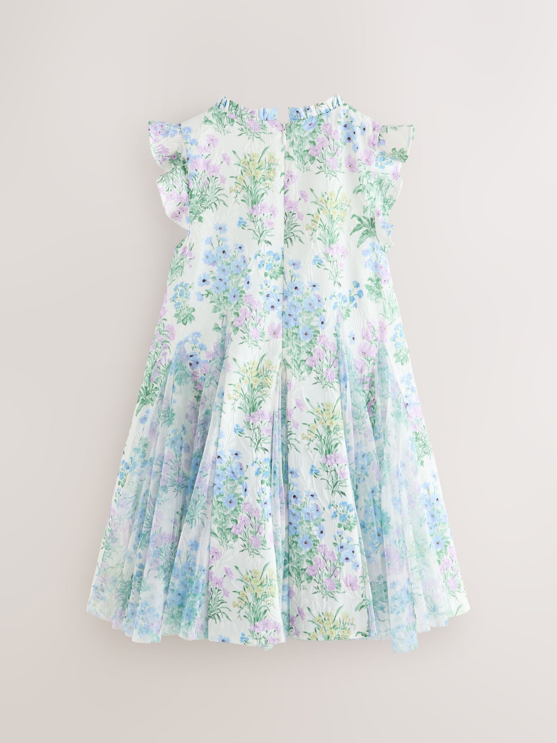 Laura Ashley Blue Megan Textured Godet Dress image 8