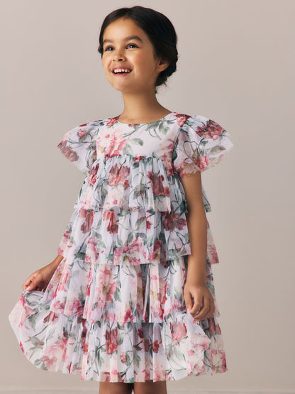 Dsiney Kidz - Laura Ashley Blue Floral Tiered Mesh Dress image 1