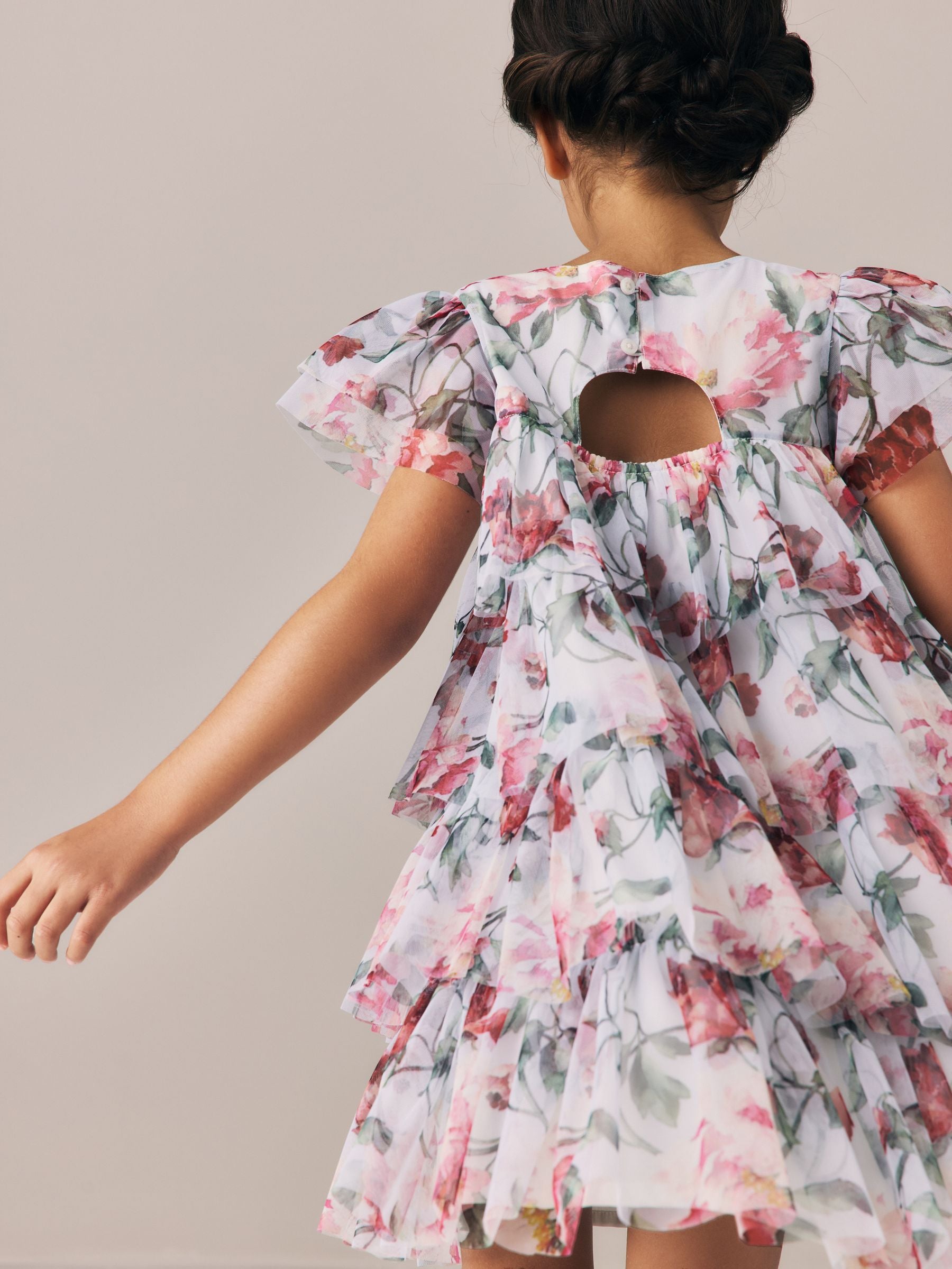 Dsiney Kidz - Laura Ashley Blue Floral Tiered Mesh Dress image 3