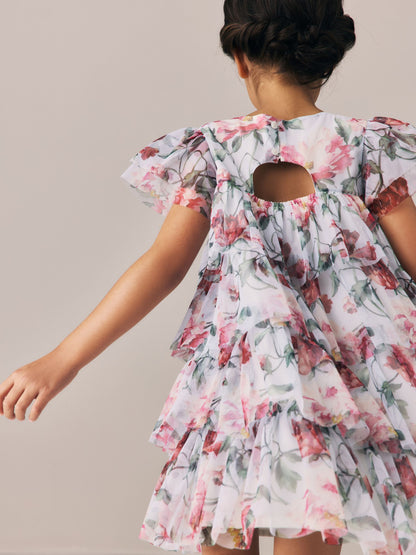Dsiney Kidz - Laura Ashley Blue Floral Tiered Mesh Dress image 3