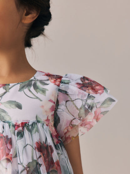 Dsiney Kidz - Laura Ashley Blue Floral Tiered Mesh Dress image 4