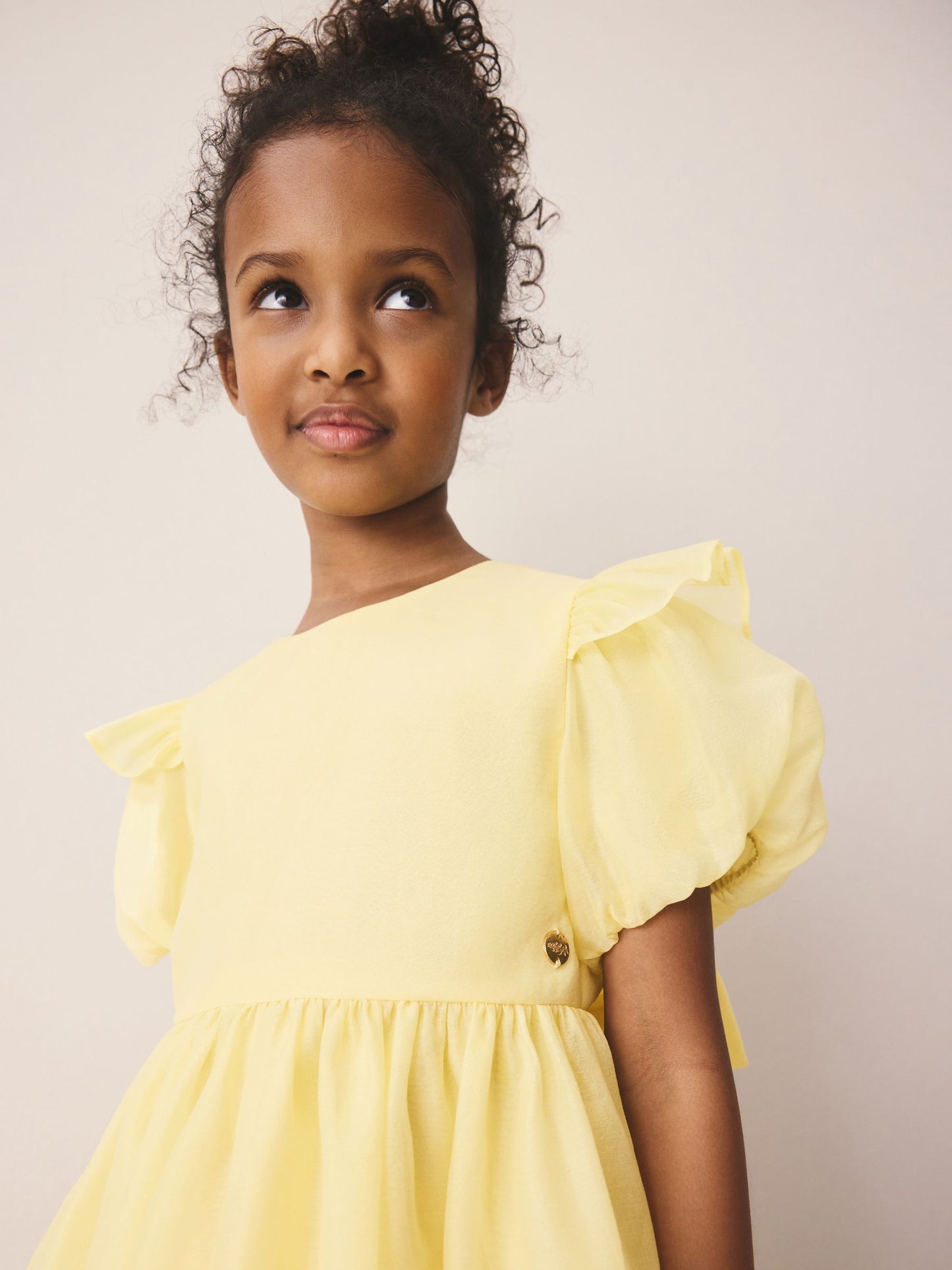 Laura Ashley Light Yellow Bow Back Flower Bridemaid Dress image 4