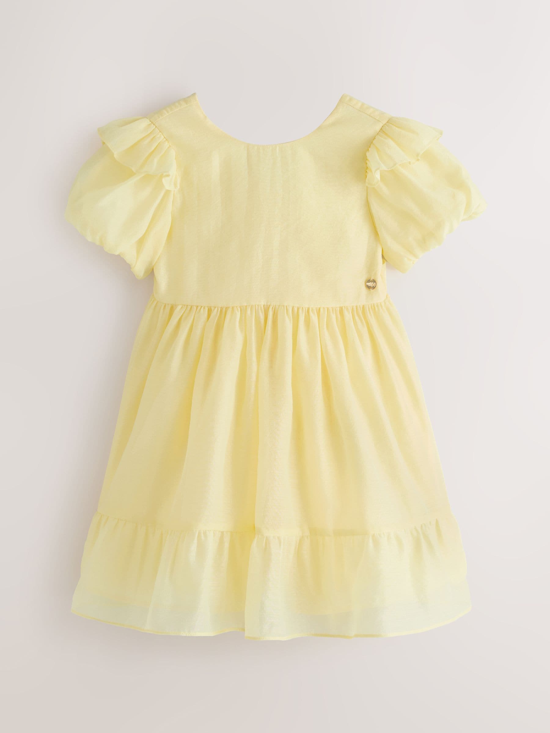 Laura Ashley Light Yellow Bow Back Flower Bridemaid Dress image 6