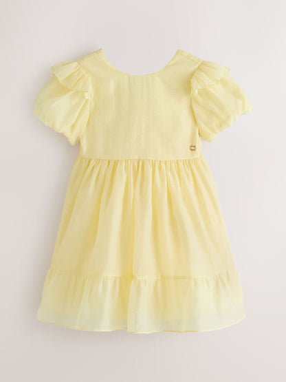 Laura Ashley Light Yellow Bow Back Flower Bridemaid Dress image 6