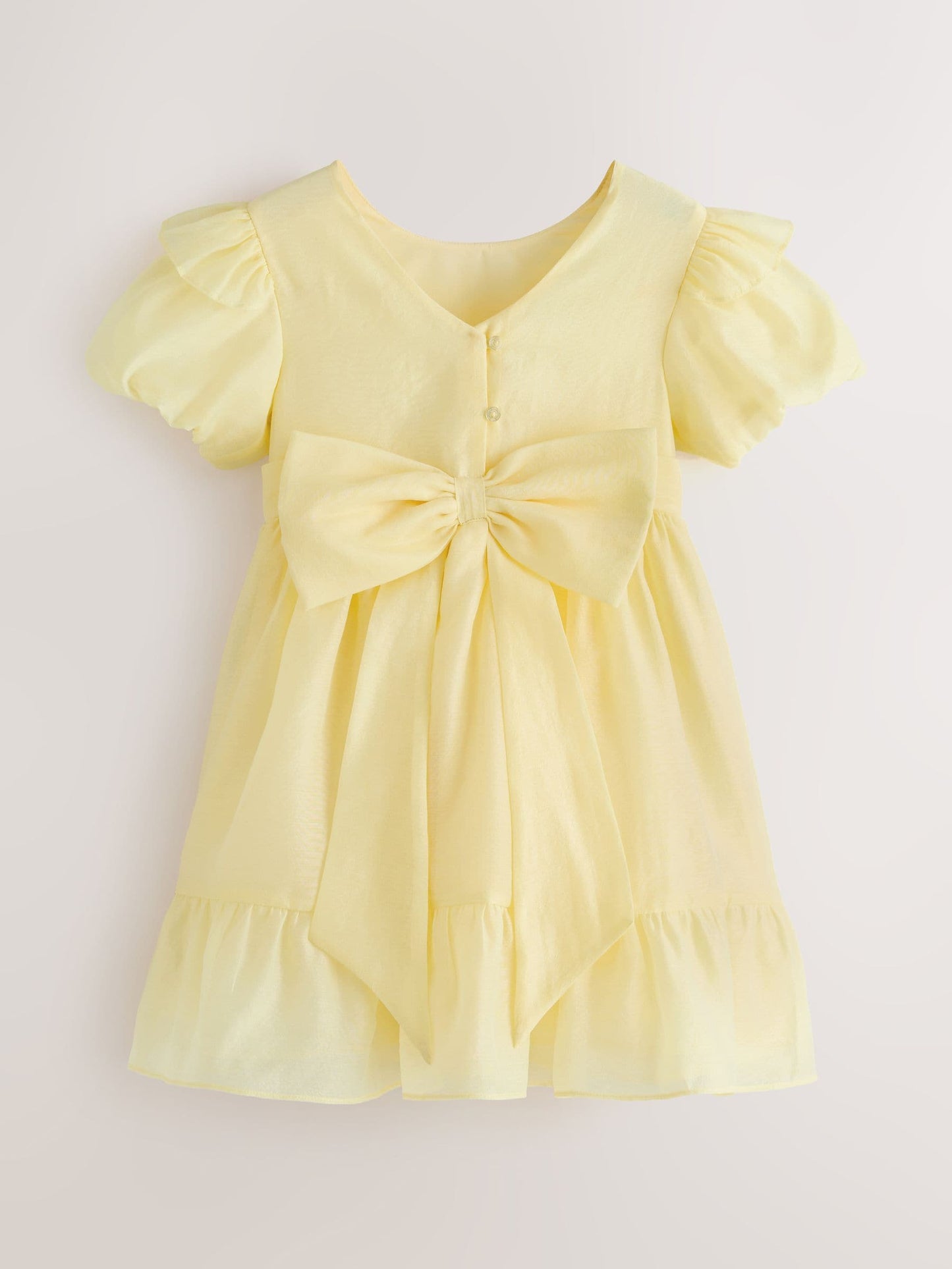 Laura Ashley Light Yellow Bow Back Flower Bridemaid Dress image 7