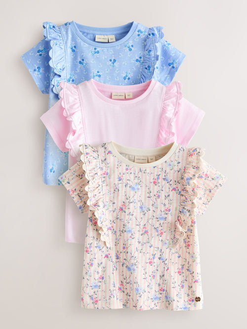 Dsiney Kidz - Laura Ashley Pink/Blue Ric Rac Trim Short Sleeve Cotton T-Shirts 3 Pack image 1