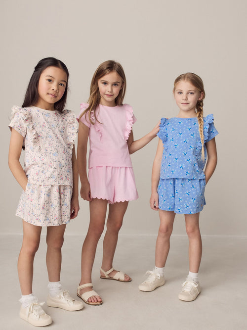Laura Ashley Pink/Blue Ric Rac Trim Short Sleeve Cotton T-Shirts 3 Pack image 1