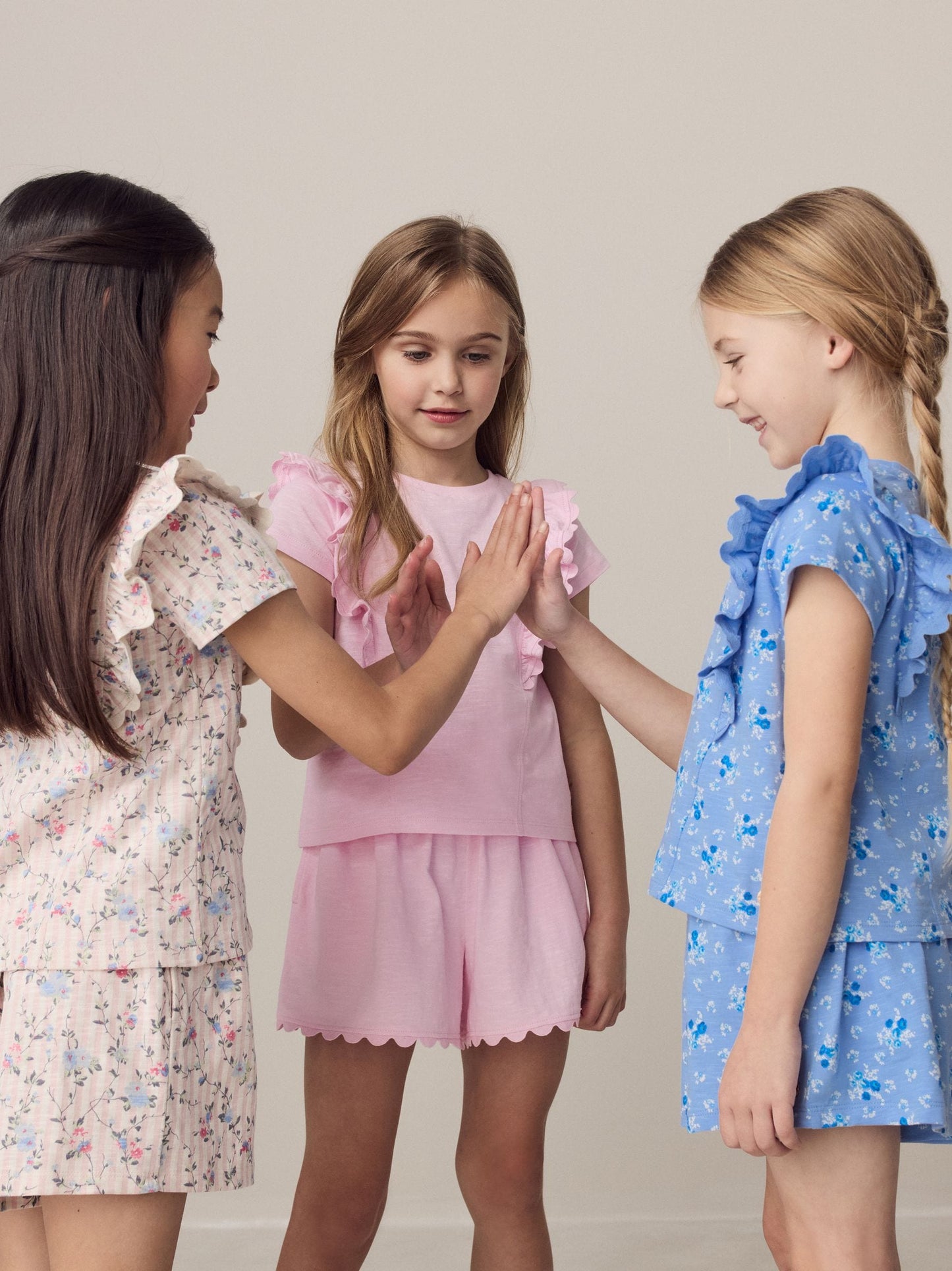 Laura Ashley Pink/Blue Ric Rac Trim Short Sleeve Cotton T-Shirts 3 Pack image 3