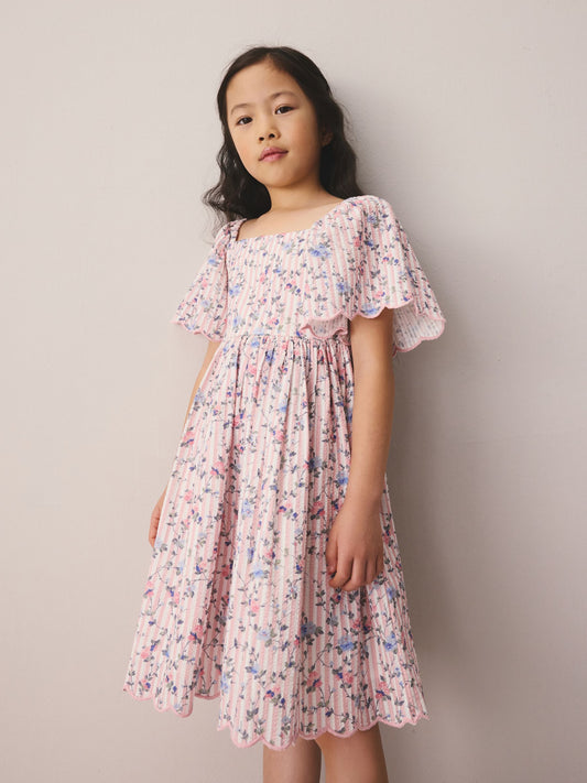 Laura Ashley Multi Priory Stripe Bow Back Seersucker Dress image 2