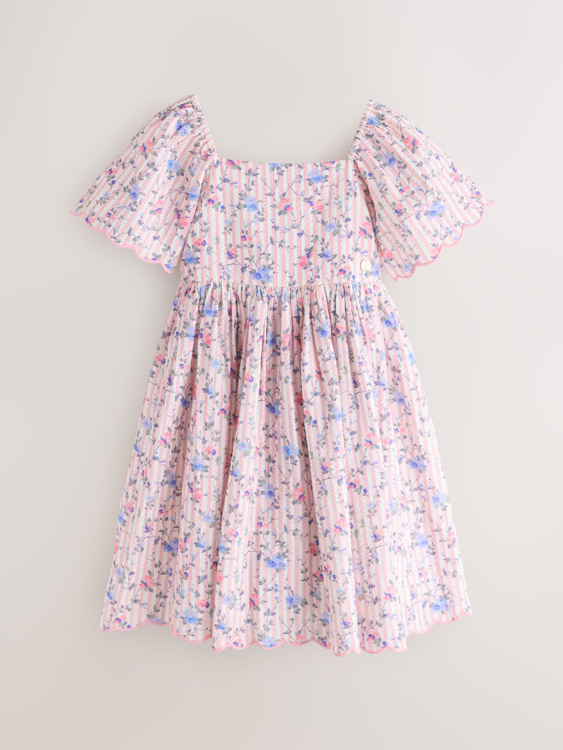 Laura Ashley Multi Priory Stripe Bow Back Seersucker Dress image 8