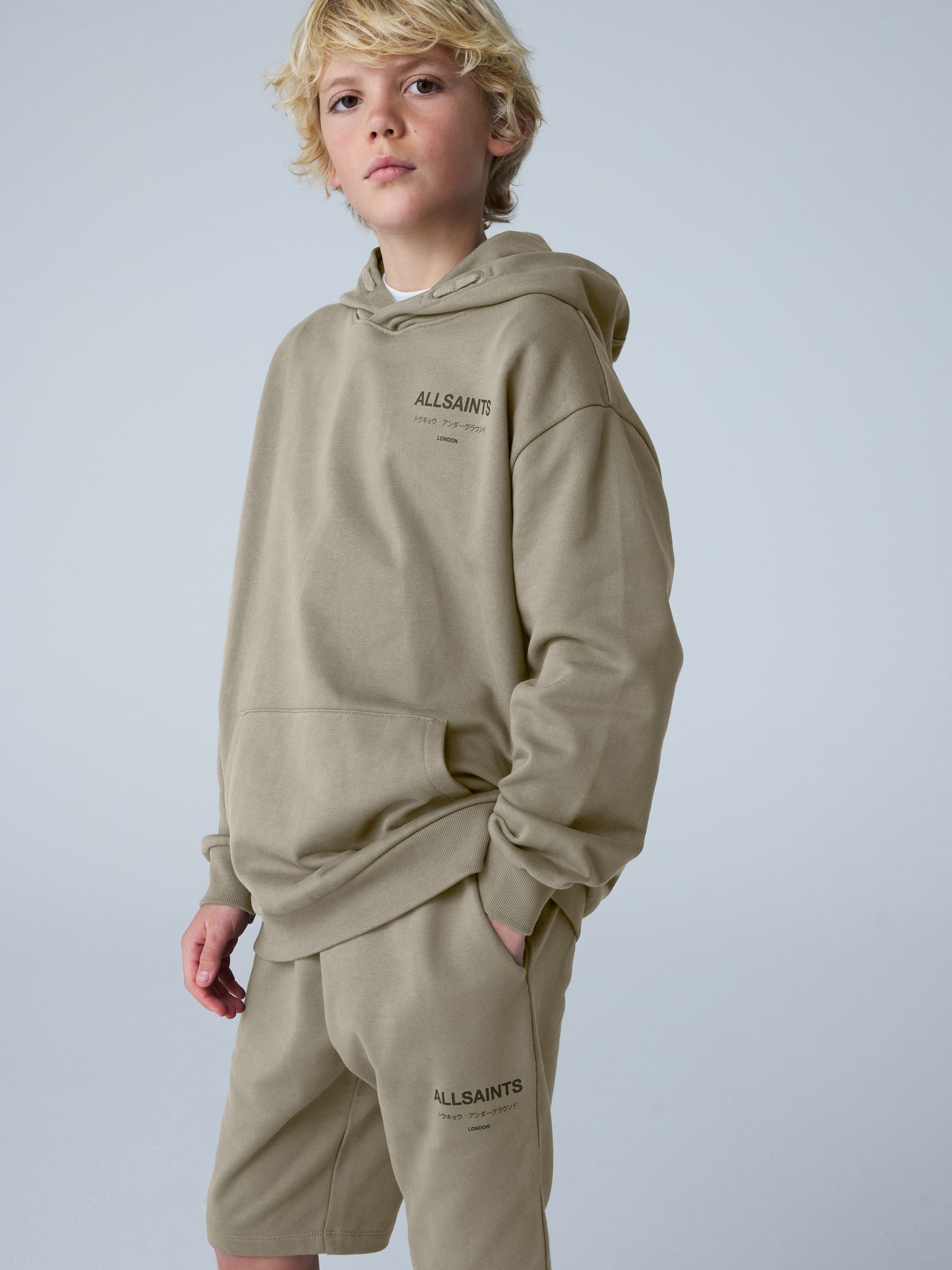 Dsiney Kidz - smALLSAINTS Khaki Green Oversized Underground Pullover Hoodie image 1