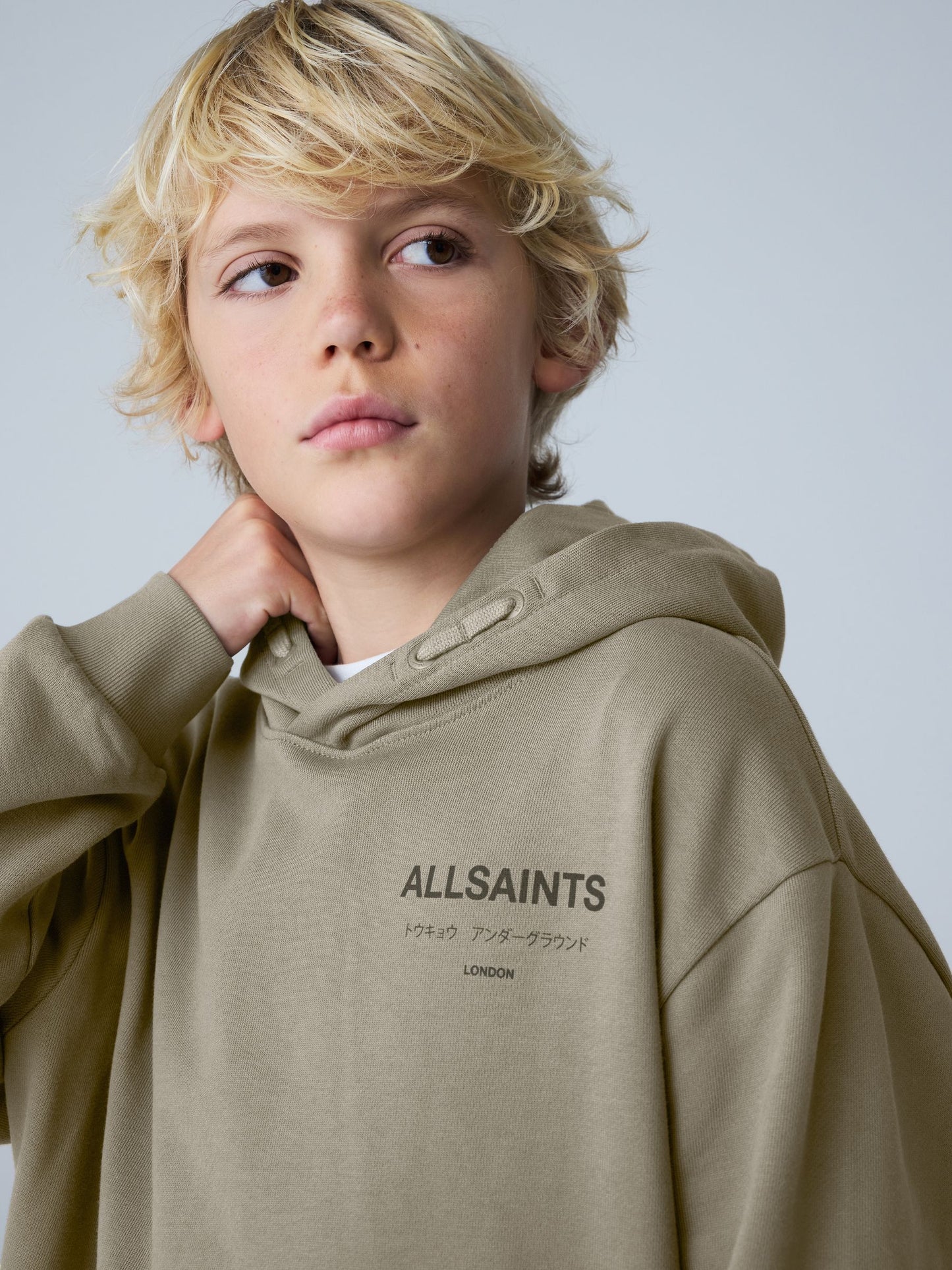 Dsiney Kidz - smALLSAINTS Khaki Green Oversized Underground Pullover Hoodie image 4