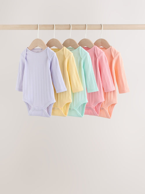 Multi 5 Pack Long Sleeve Baby Bodysuits image 1