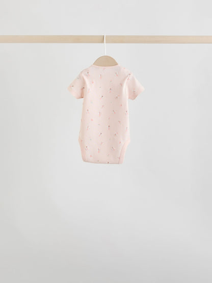 Pink 7 Pack Short Sleeve Baby Bodysuit image 10