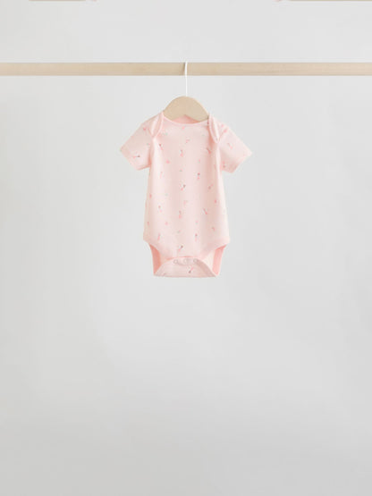 Pink 7 Pack Short Sleeve Baby Bodysuit image 3