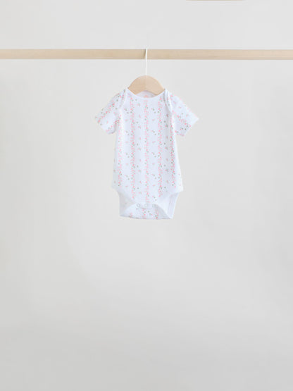 Pink 7 Pack Short Sleeve Baby Bodysuit image 4