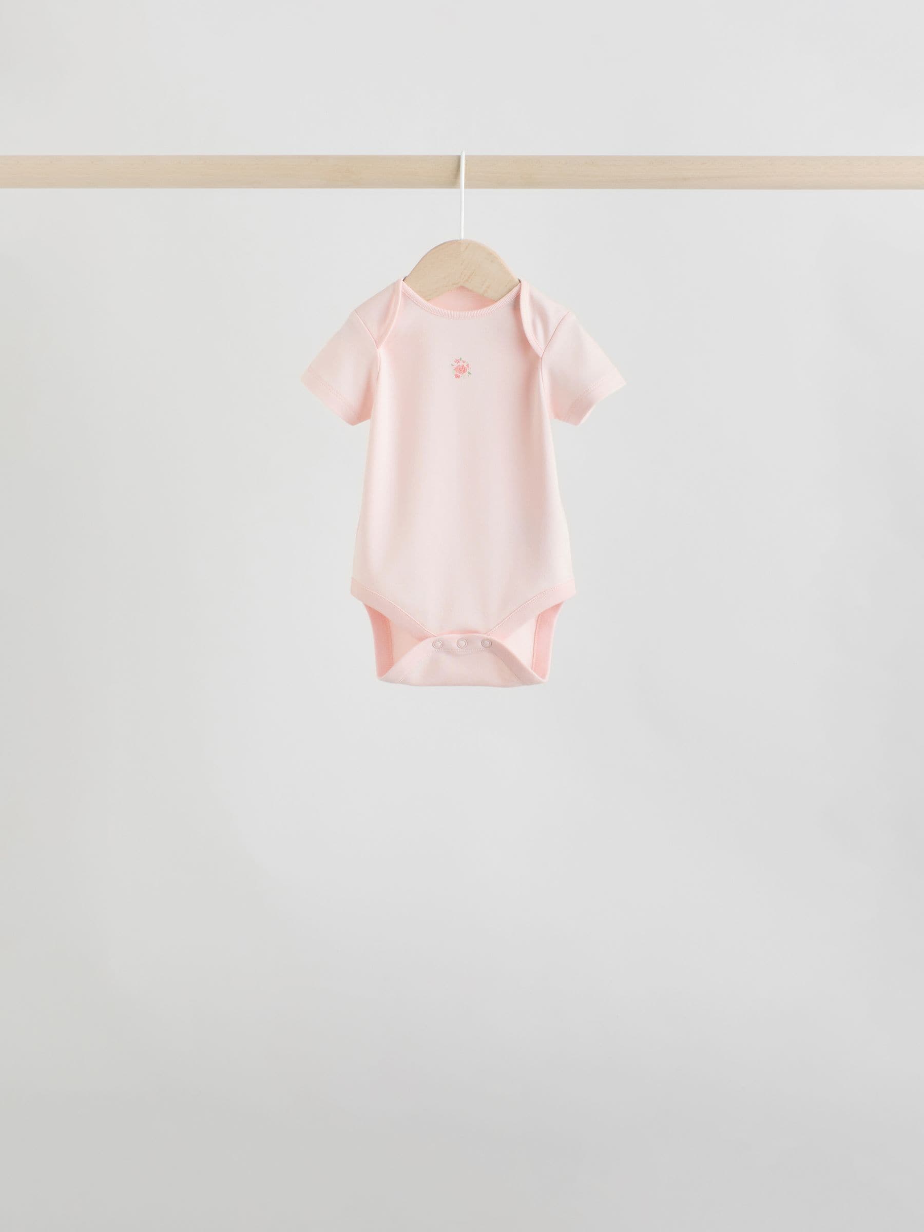 Pink 7 Pack Short Sleeve Baby Bodysuit image 7