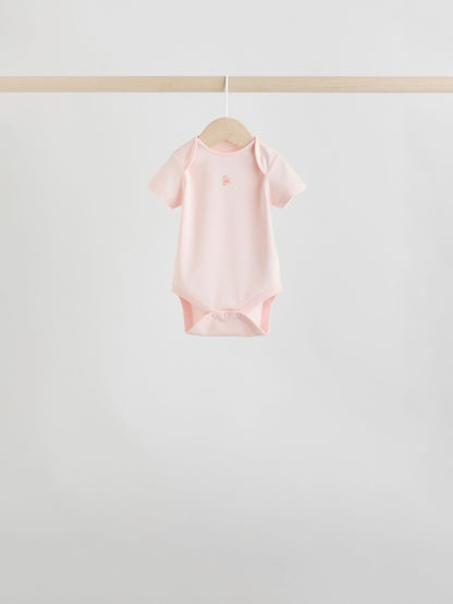 Pink 7 Pack Short Sleeve Baby Bodysuit image 7