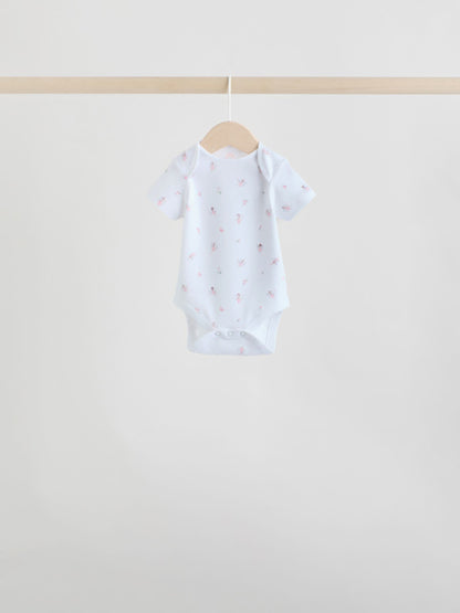 Pink 7 Pack Short Sleeve Baby Bodysuit image 8