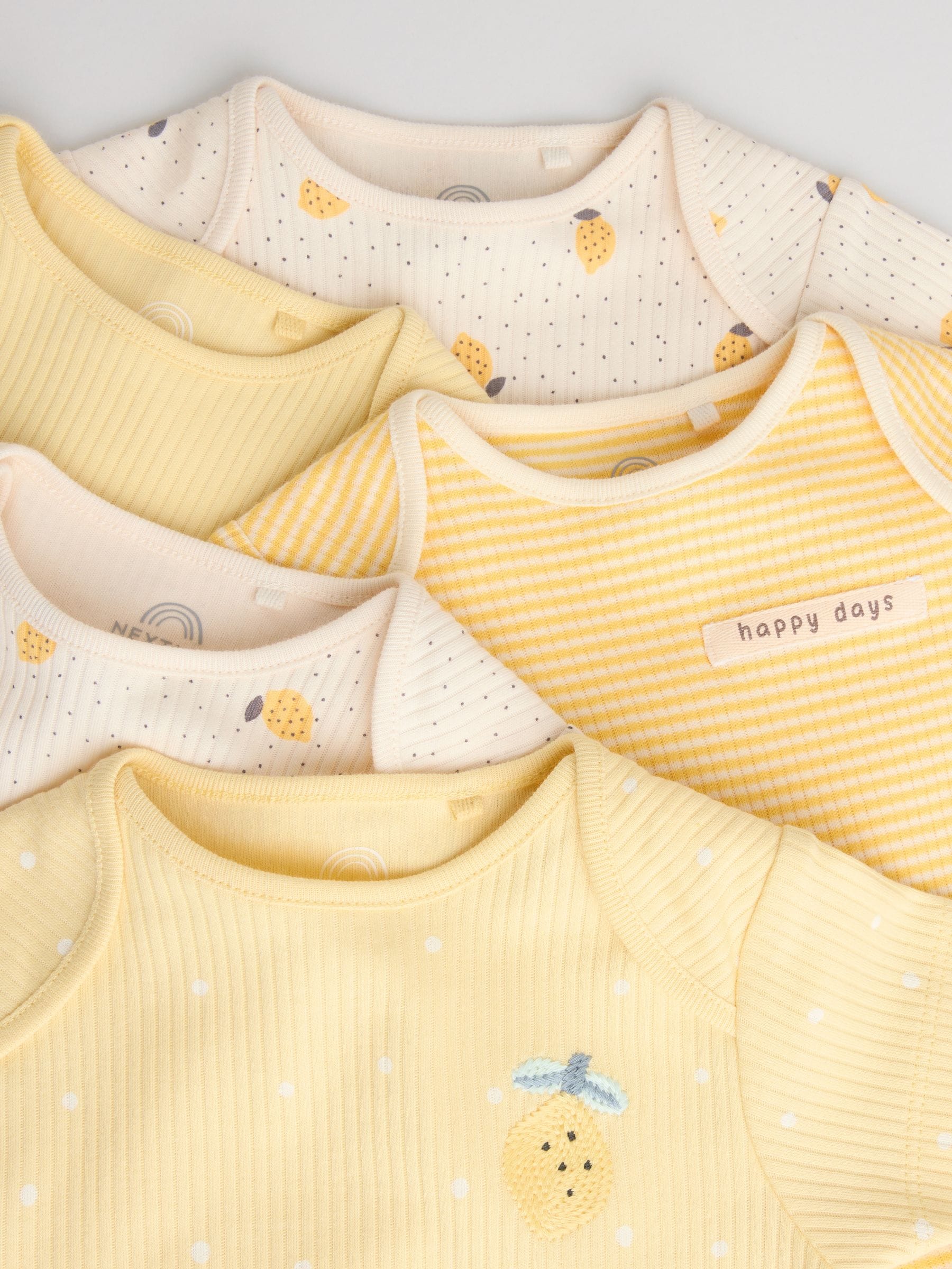Yellow Lemons 5 Pack Short Sleeve Baby Bodysuits image 3