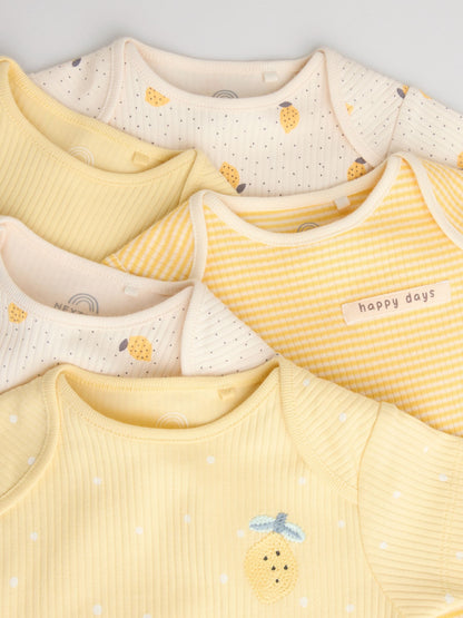 Yellow Lemons 5 Pack Short Sleeve Baby Bodysuits image 3