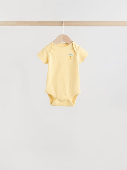 Yellow Lemons 5 Pack Short Sleeve Baby Bodysuits image 7