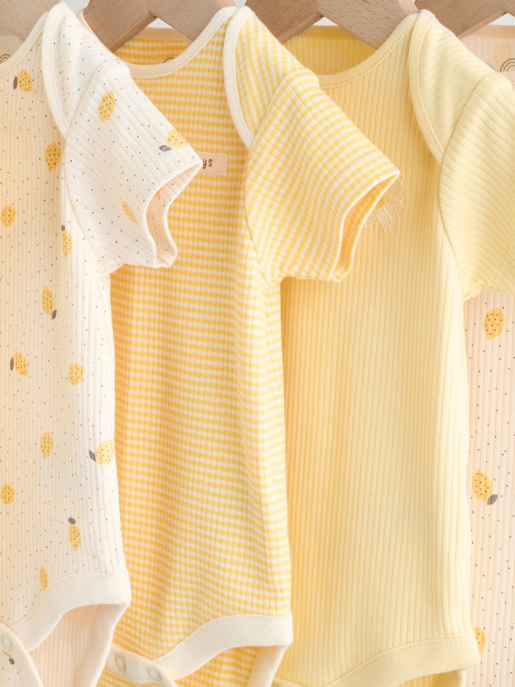 Yellow Lemons 5 Pack Short Sleeve Baby Bodysuits image 9