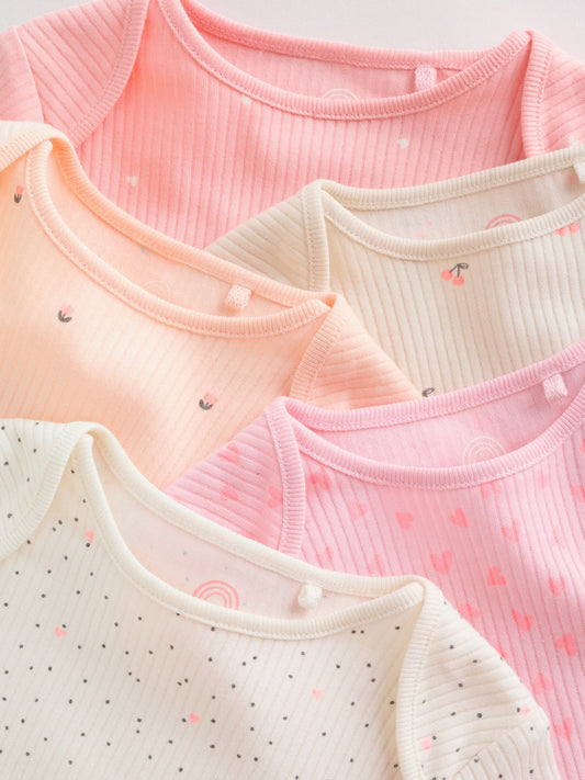 Fluro Pink Baby Short Sleeve Bodysuits 5 Pack image 3