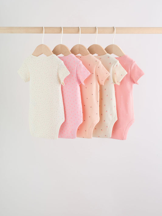 Dsiney Kidz - Fluro Pink Baby Short Sleeve Bodysuits 5 Pack image 2