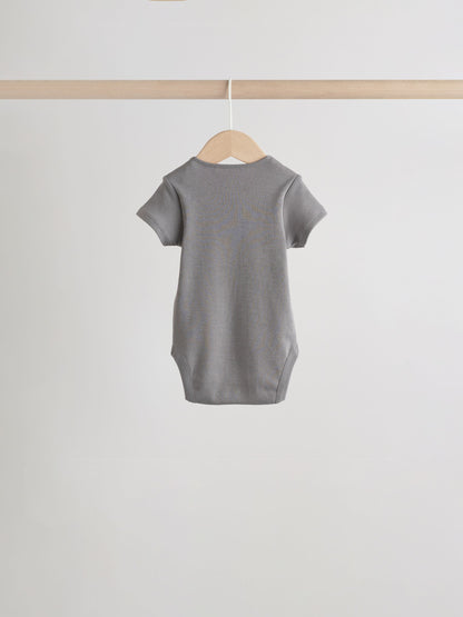 Blue 5 Pack Short Sleeve Baby Bodysuits image 5