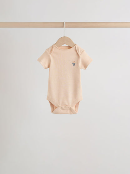 Blue 5 Pack Short Sleeve Baby Bodysuits image 7
