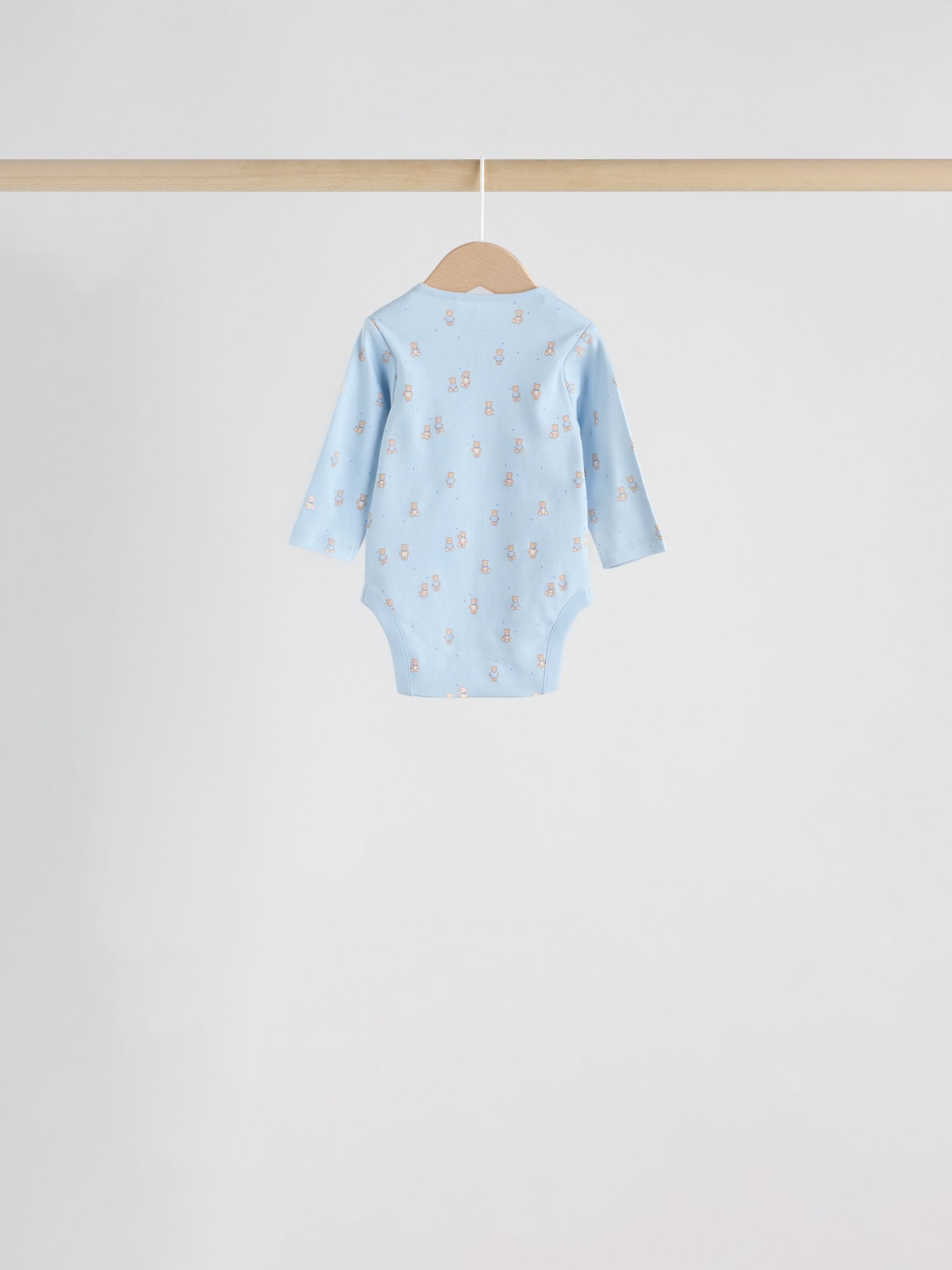 Blue 7 Pack Long Sleeved Baby Bear Bodysuit image 10