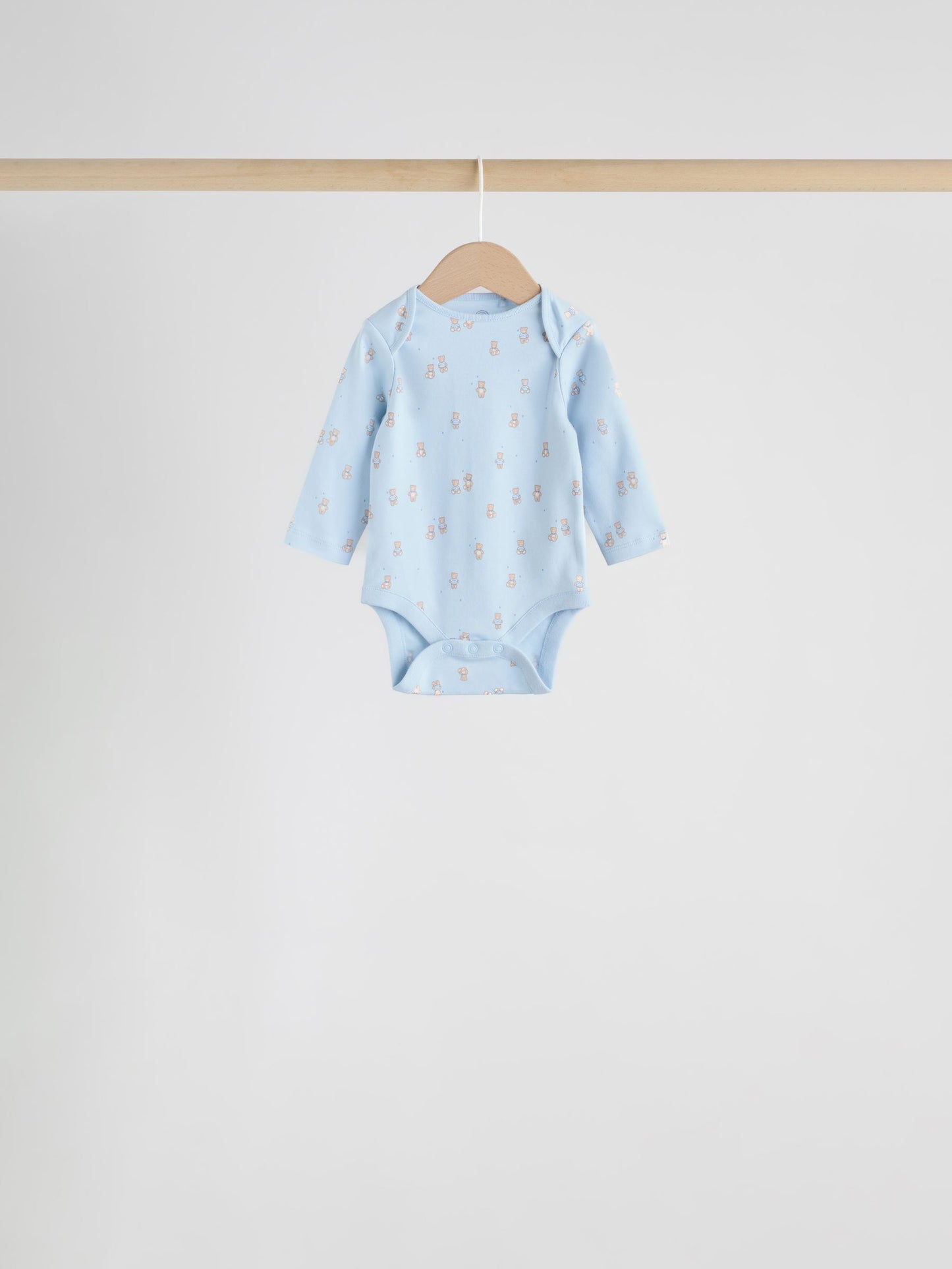 Blue 7 Pack Long Sleeved Baby Bear Bodysuit image 3