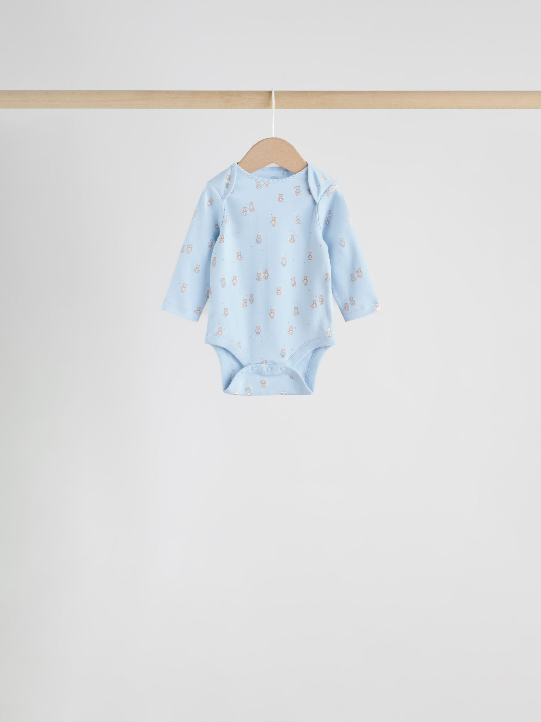 Blue 7 Pack Long Sleeved Baby Bear Bodysuit image 3