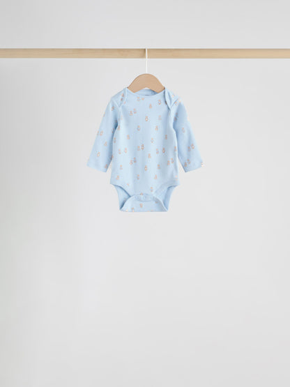 Blue 7 Pack Long Sleeved Baby Bear Bodysuit image 3