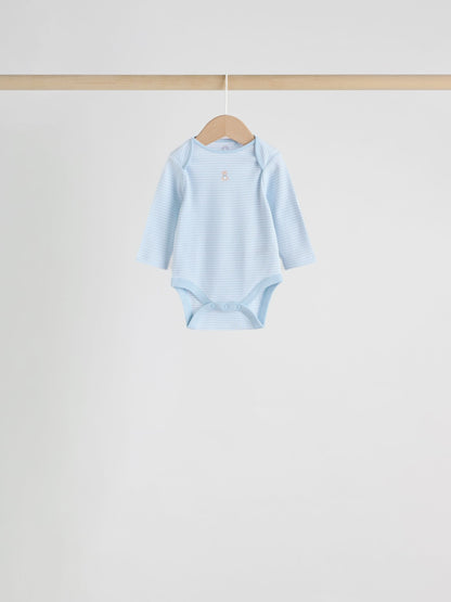 Blue 7 Pack Long Sleeved Baby Bear Bodysuit image 6
