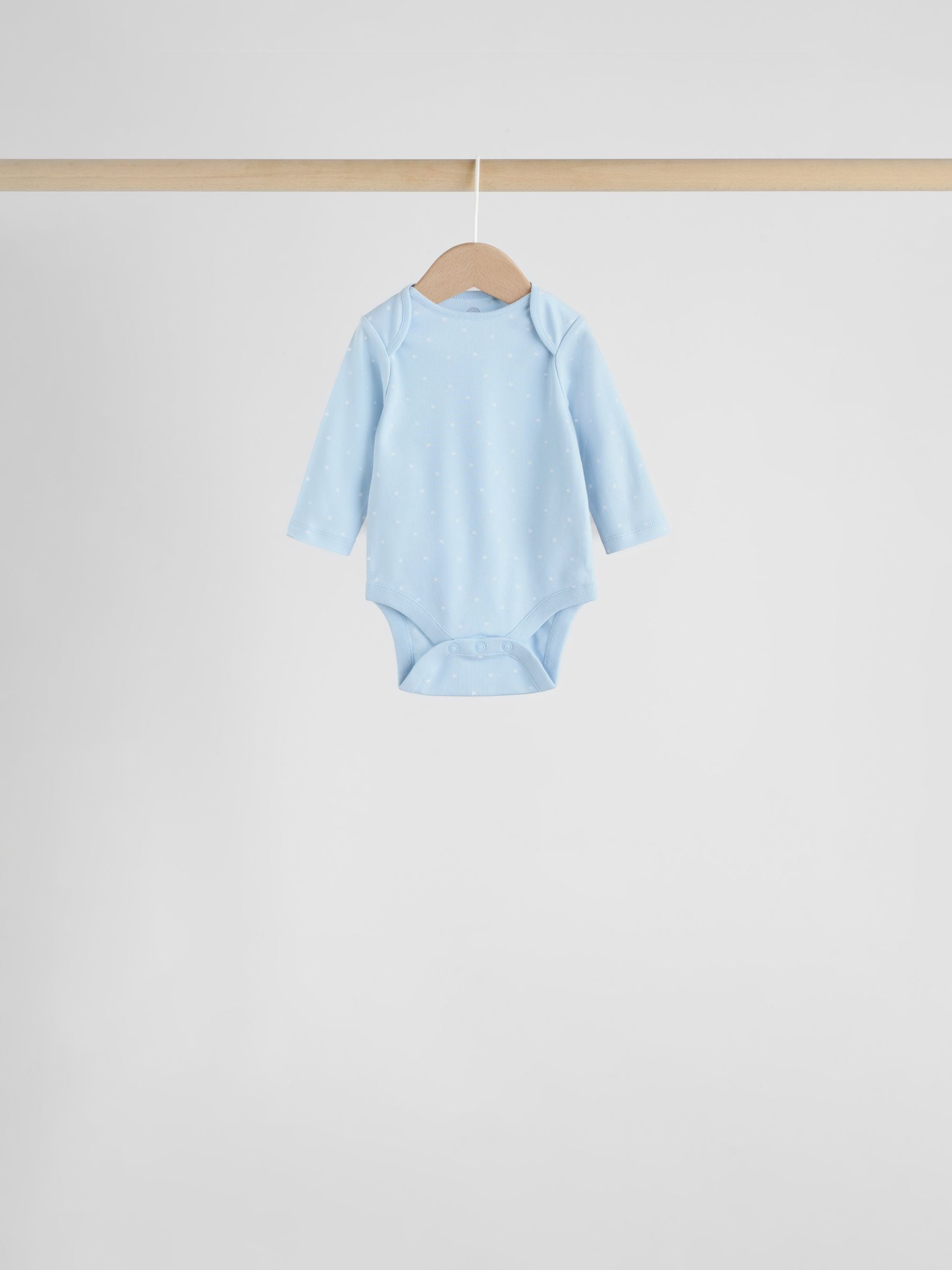 Blue 7 Pack Long Sleeved Baby Bear Bodysuit image 7