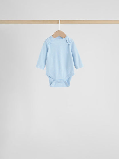 Blue 7 Pack Long Sleeved Baby Bear Bodysuit image 7