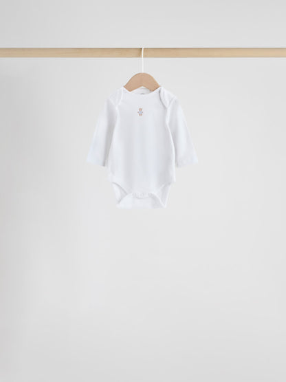 Blue 7 Pack Long Sleeved Baby Bear Bodysuit image 8